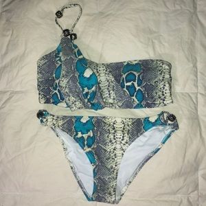 NEVER WORN Blue Snake Skin Bikini